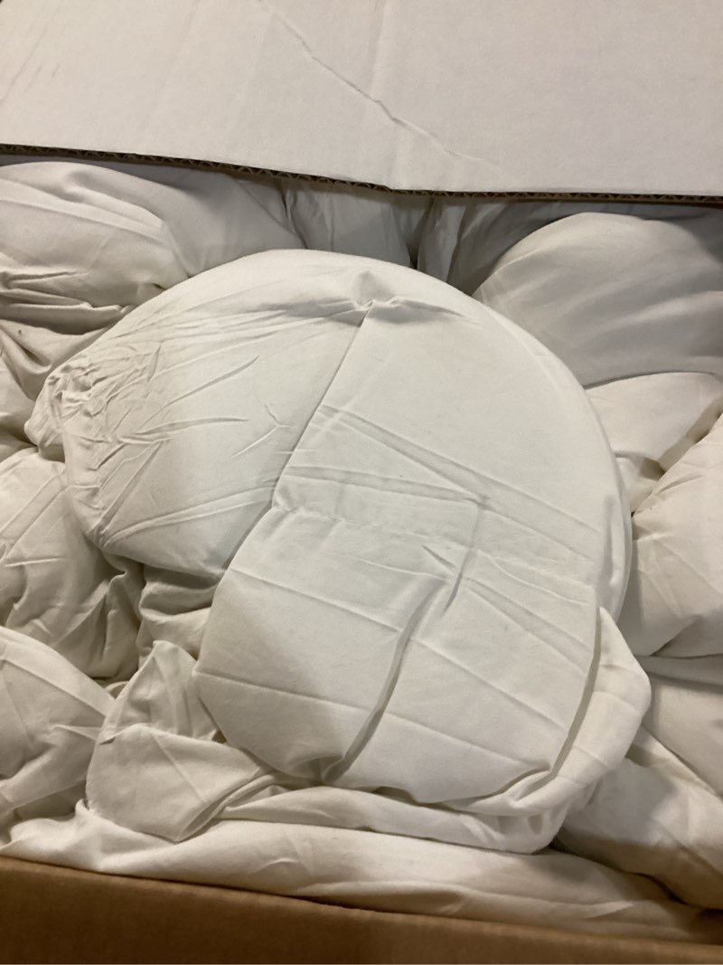 Condition photo showing Good Condition for dwr luxury oversized king down feather fibers comforter, soft cotton blend cover, high fill power medium weight, fluffy down feather fibers duvet insert with ties (120x98 inches, white) oversized king white/medium-weight