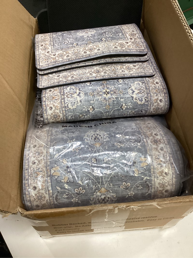 Condition photo showing New/Like New for ojia stair treads for wooden steps indoor washable stair carpet non-slip 15pcs 30"x8" rubber backing stair mats stair runners for kids, elders and dogs, staircase step treads stair covers 30" x 8" blue 15