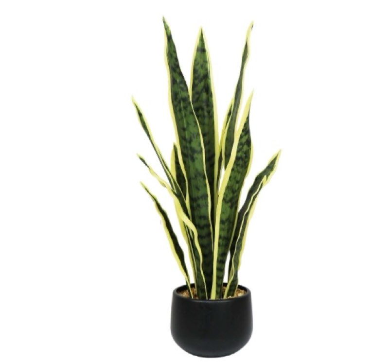 Ollain Artificial Snake Plant with Potted 23.6" Fake Plastic Sansevieria Faux Plants in Pot for Outdoor Window Box Verandah Planter Indoor Outside Home Garde Office Room Gardening Decoration