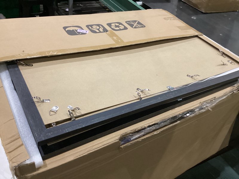 Condition photo showing As Is for hongkee 24x36 poster frame set of 2, rustic black wood style - display 24 x 36 poster without mat or 20x30 picture with mat, wall mounting horizontal and vertical rustic black 24x36 in