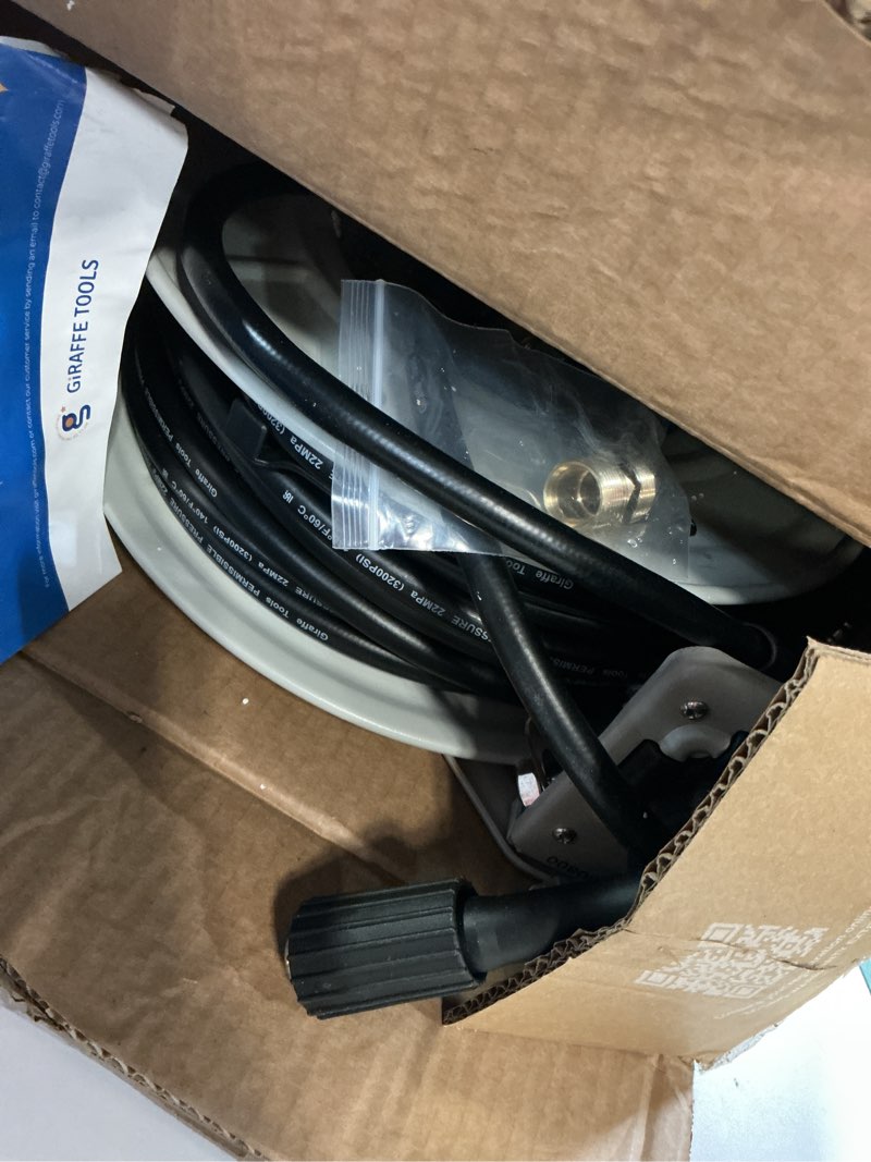 Condition photo showing Good Condition for Giraffe Tools Pressure Washer Hose Reel 65ft, 3200 PSI Power Washer Hose Reel, Pressure Washer Retra