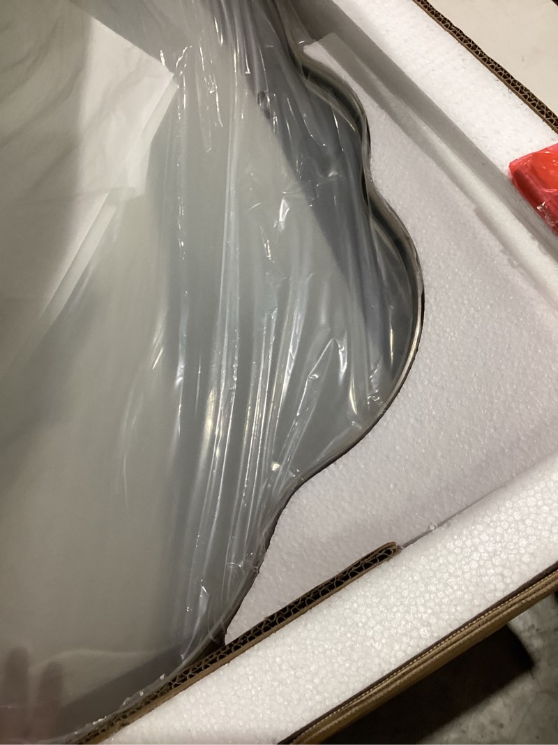 Condition photo showing New/Like New for ANDY STAR Brushed Nickel Bathroom Mirror, 24x36 Inch Silver Asymmetrical Wall Mirror, Oval Bathroom Vanity Mirror, Unique Irregular Wall Mirror with Sophisticated Curved Design Brushed Nickel 36"L x 24"W