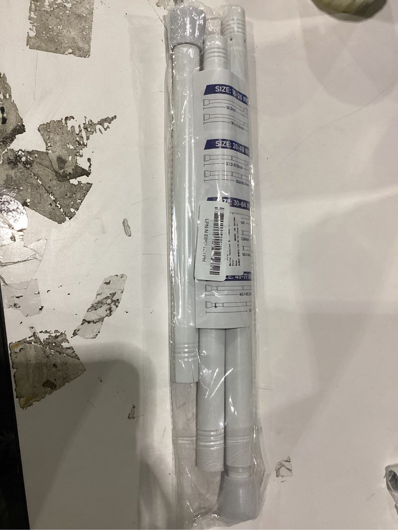 Condition photo showing Good Condition for mexau tension curtain rod for windows 28 to 48 in, white | no drilling expandable adjustable spring loaded tension for doorway closet kitchen bathroom bedroom 7/8 inch diameter white 28-48 inches-1p