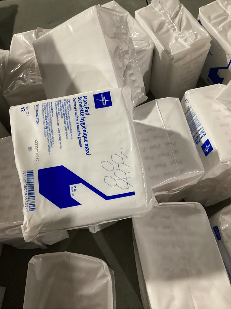 Condition photo showing New/Like New for Medline Maxi Adhesive Sanitary Pads, Medium Absorbency, 9 Inches Long, Individually Packaged
