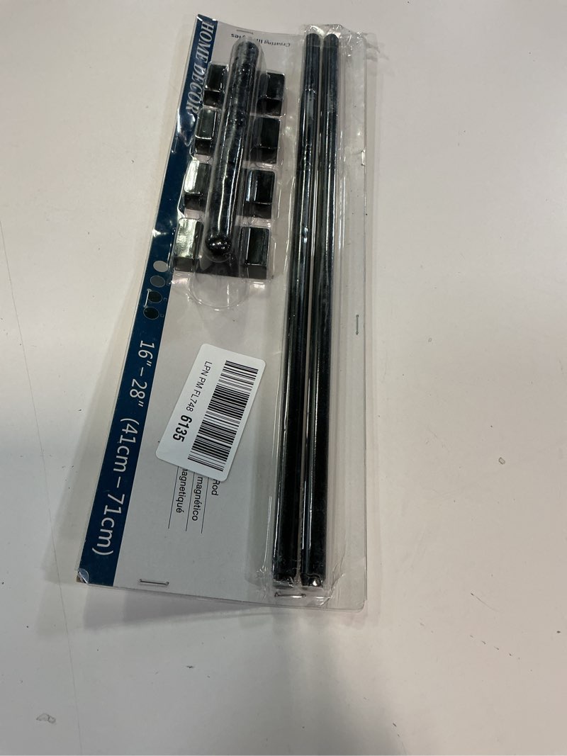 Condition photo showing Good Condition for magnetic curtain rods for metal doors multi-use curtain rods for small windows cafe sidelight and iron steel places, 1/2 inch diameter, tool free (2 pack, adjust from 16 to 28 inch, black) 2 pack | 16 to 28 inch black