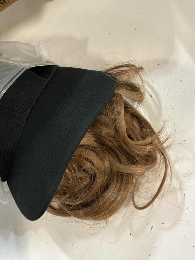 Condition photo showing New/Like New for sego hat wig, hat with hair attached for women black baseball cap with hair extensions, long wavy baseball cap wig adjustable hats for daily party 16 inch #12p24 light brown mix blonde 16 inch 1-#12p24 light brown mix blonde