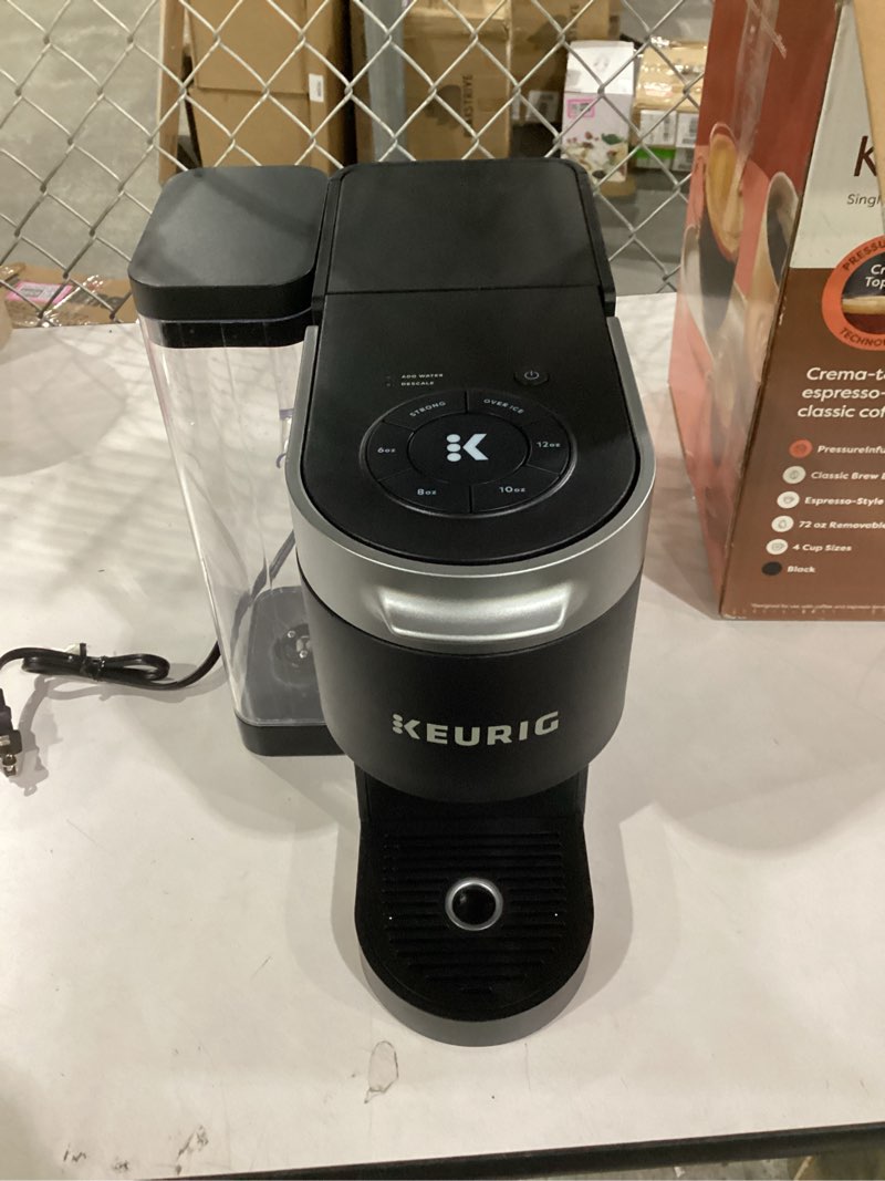 Condition photo showing As Is for keurig k-supreme single serve k-cup pod coffee maker, multistream technology, 4 brew sizes, 66oz dual-position removable reservoir, black black coffee maker