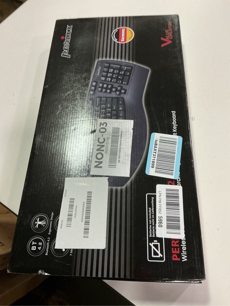 Condition photo showing New/Like New for Perixx Periboard-612B Wireless Ergonomic Split Keyboard with Dual Mode 2.4G and Bluetooth Feature, Compatible with Windows 10 and Mac OS X System, Black, US English Layout Black Wireless Black