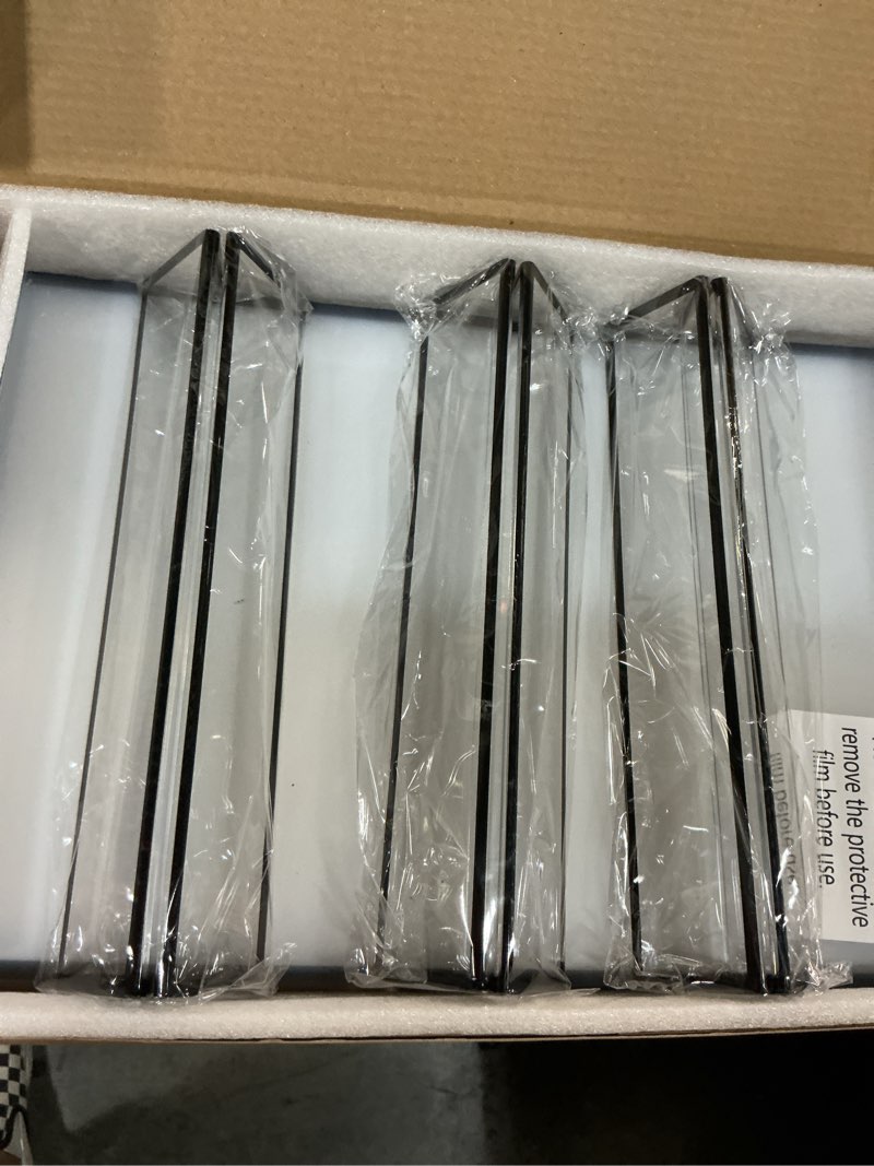 Condition photo showing Good Condition for 8.5x11 picture frame black acrylic sign holder double-sided display stand for wedding signs table numbers menu holders? pack of 3