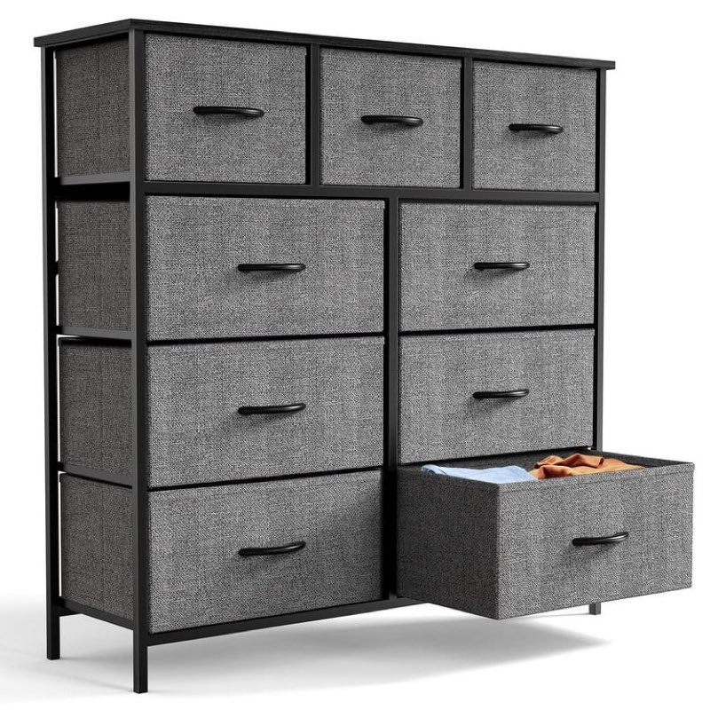 edx Fabric Dresser for Bedroom 9 Drawer, Grey