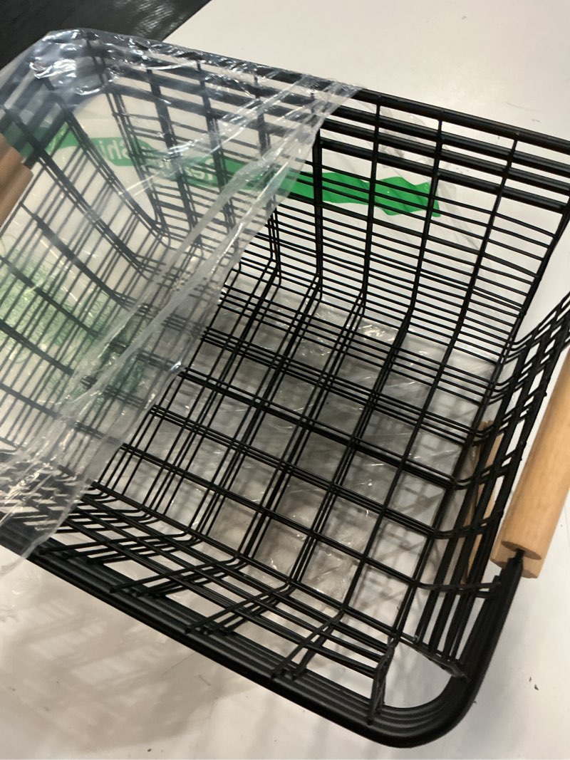 Condition photo showing Good Condition for wire basket 4 pcs wire storage baskets wire baskets organizing with wooden handles wire basket pantry organization and storage metal wire food storage basket for kitchen, cabinets (black 4pcs)