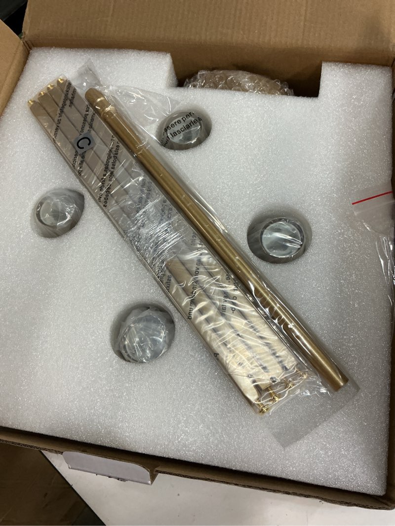 Condition photo showing Good Condition for Industrial 4 Lights Chandelier, Gold Lantern Ceiling Light Fixtures with Rustic Metal Cage Adjustable Height Farmhouse Geometric Hanging Light for Kitchen Island, Dining Room, Entryway, UL Listed Gold1