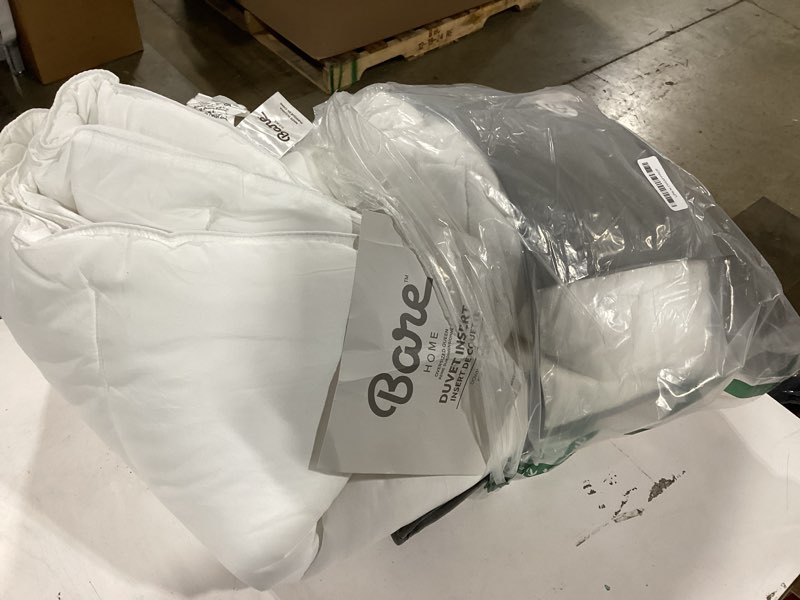 Condition photo showing As Is for bare home duvet insert comforter - oversized queen - goose down alternative - ultra-soft - premium 1800 series - all season warmth - bedding comforter (oversized queen, white) 01 - white oversized queen