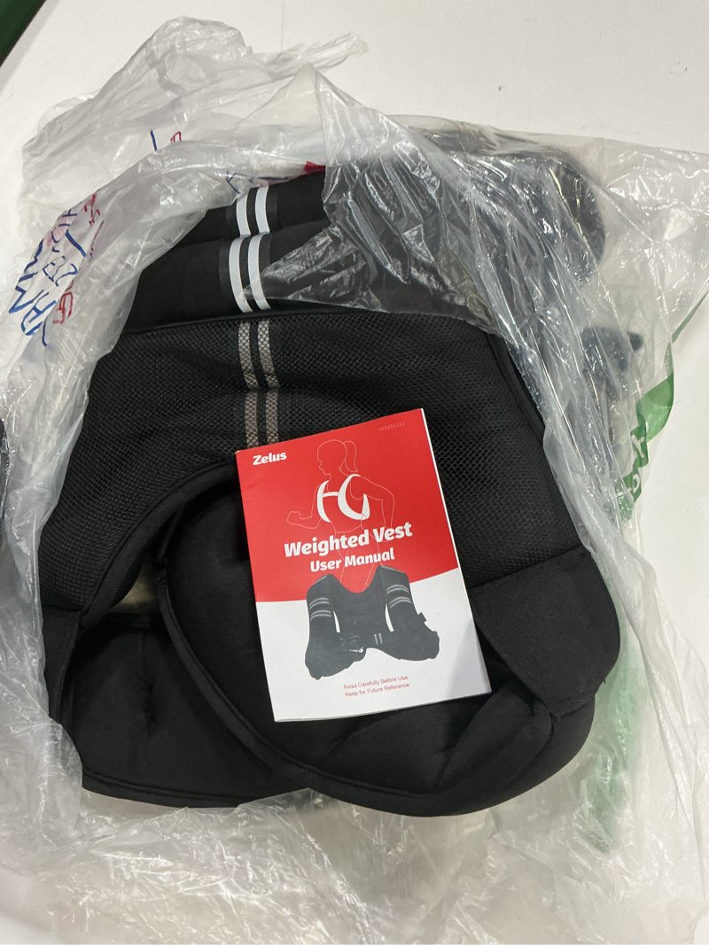 Condition photo showing Good Condition for zelus weighted vest, 6lb/8lb/12lb/16lb/20lb/25lb/30lb weight vest with reflective stripe for workout, strength training, running, fitness, muscle building, weight loss, weightlifting 16lb black