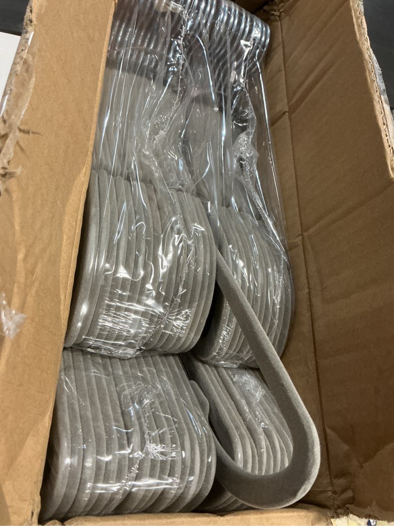 Condition photo showing Good Condition for zober velvet hangers 50 pack - heavy duty gray hangers for coats, pants & dress clothes - non slip clothes hanger set - space saving felt hangers for clothing gray 50 pack