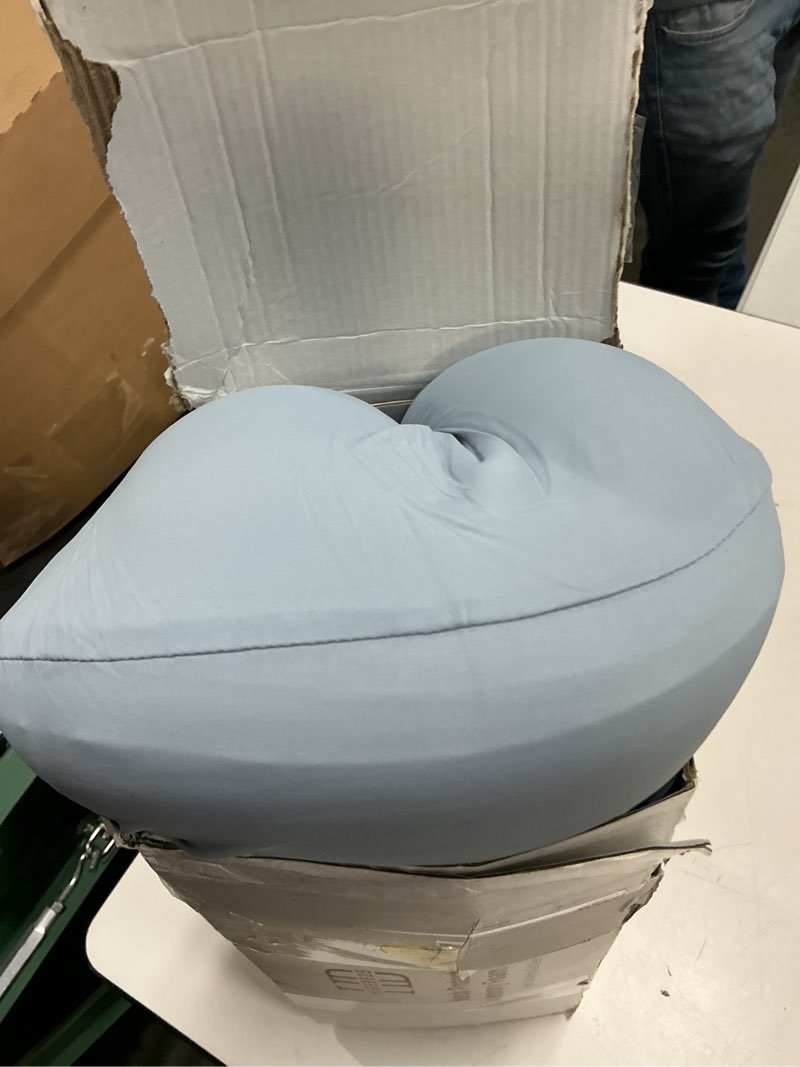Condition photo showing As Is for highbeds cervical neck pillow - side sleeper pillow for neck pain relief, soft ergonomic memory foam pillows ice silk zipperless pillowcase, eco-friendly and durable material (blue)
