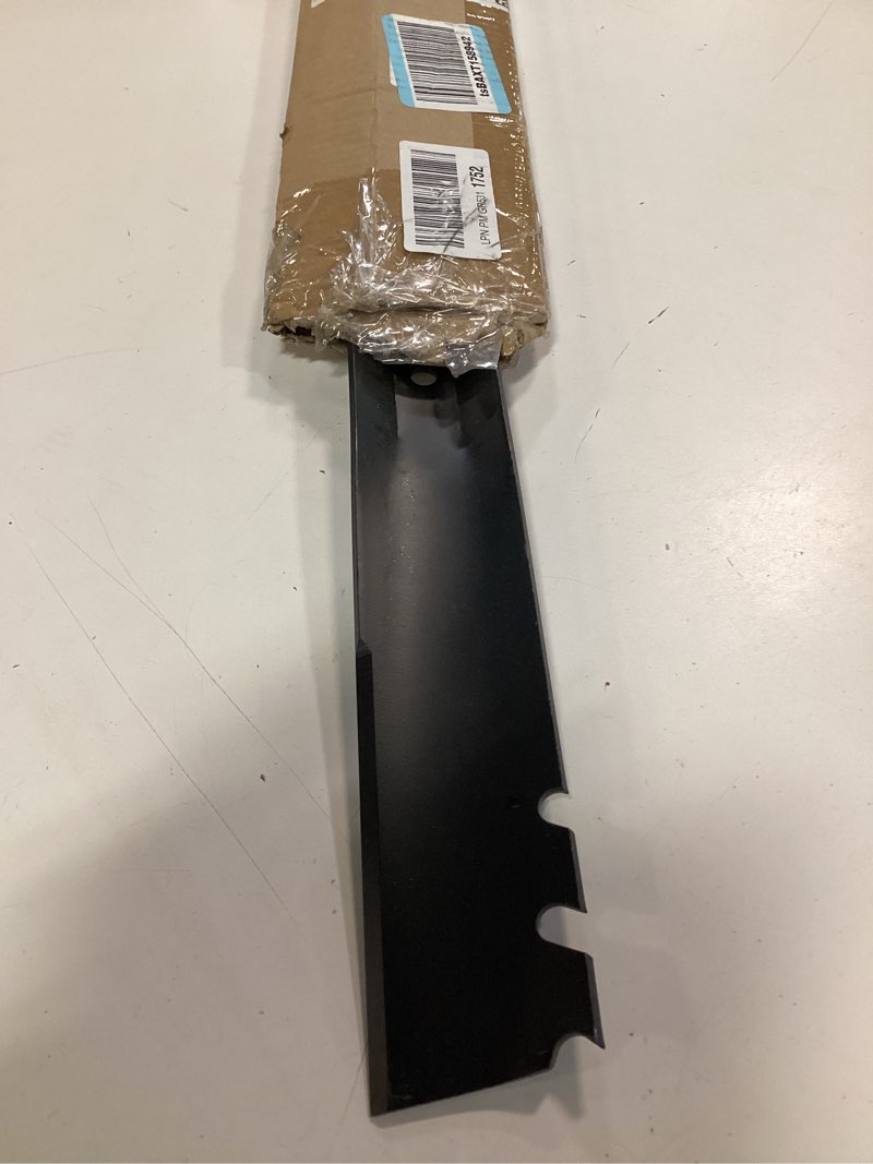 Condition photo showing As Is for mulching blade for toro mowers, 22-inch professional lawn mower blade, replaces oem no. 131-4547-03,108-9764-03, 104-8697-03