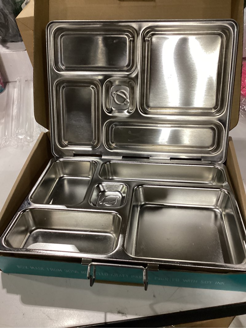 Condition photo showing As Is for outside has rust planetbox rover stainless steel bento box style lunch box for kids with 5 compartments – durable, dishwasher safe and bpa-free food container