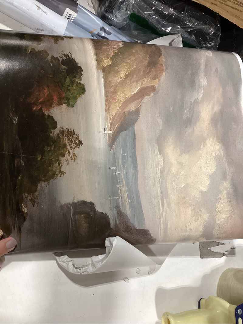 Condition photo showing Good Condition for artdirect on the hudson 33x24 unframed museum art print poster ready for framing by hudson river school (american, 19th century) 33"l x 24"w print / poster (no frame)