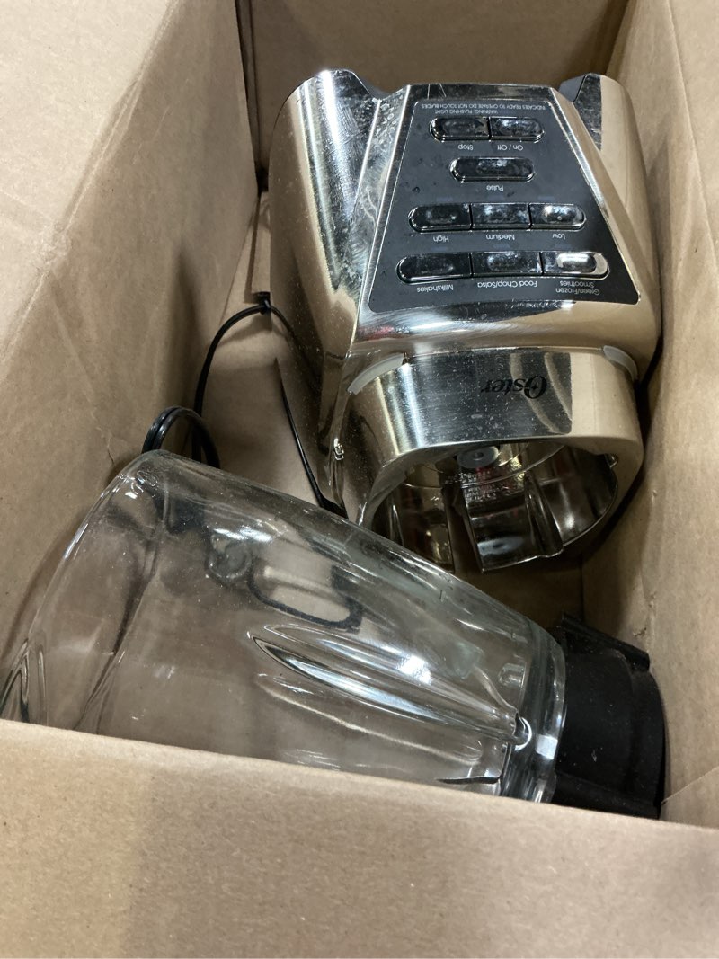 Condition photo showing As Is for Similar Oster Pro 1200 Smoothie Blender with Glass Jar & 24oz To-Go Cup, Countertop Kitchen Blender with 7 Speeds, 1200W Power, Brushed Nickel