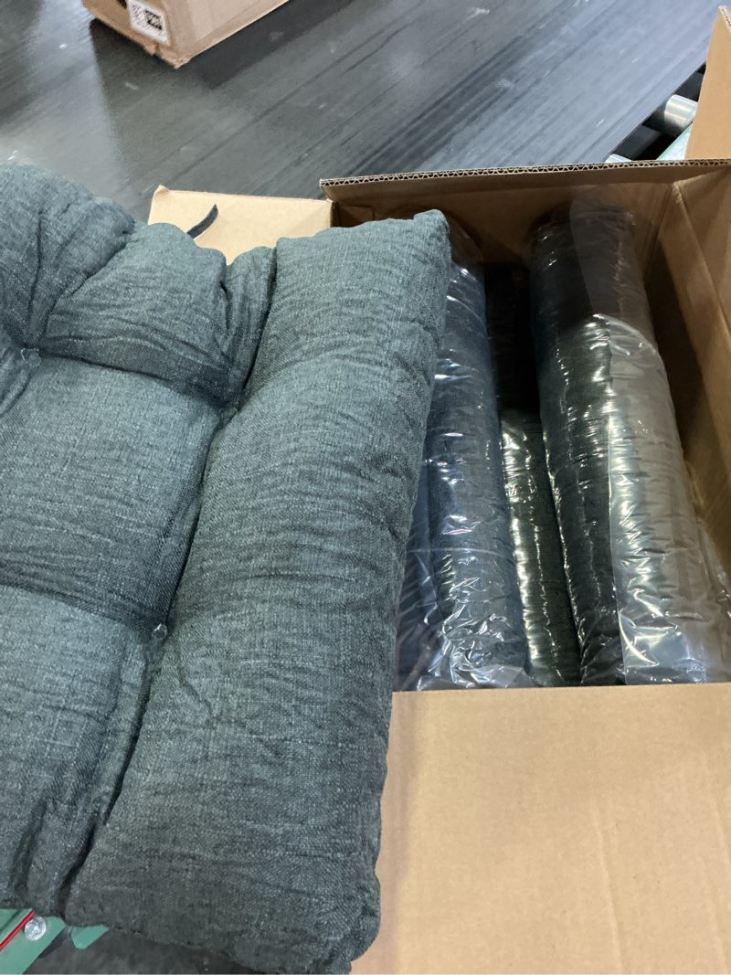 Condition photo showing Good Condition for chair cushions for dining chairs set of 6, non slip indoor kitchen chair cushions with ties, tufted memory foam seat chair pads, 17" x 16" x 3", dark gray dark gray pack of 6