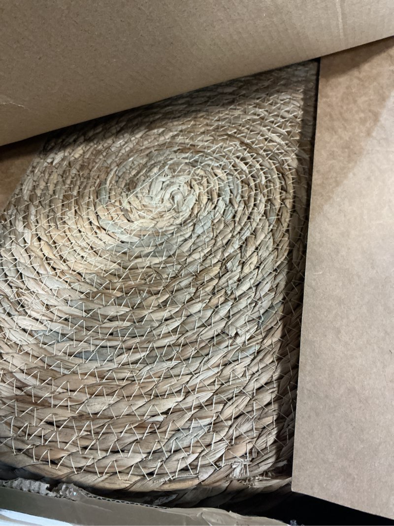 Condition photo showing Good Condition for elcoho 20 pieces round woven placemats 13.8 inch boho rattan placemats farmhouse braided place mats woven plate chargers rustic wicker table mats for dining table 20 13.8 inch