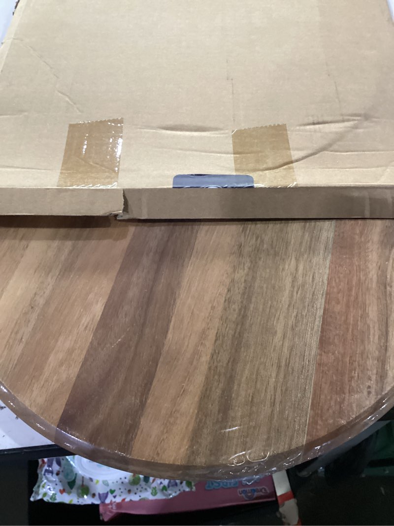 Condition photo showing Good Condition for bill.f pizza peel,14" l x 14" w acacia wood cutting board, with 5" handle, 19" overall length 14"l x 19"w