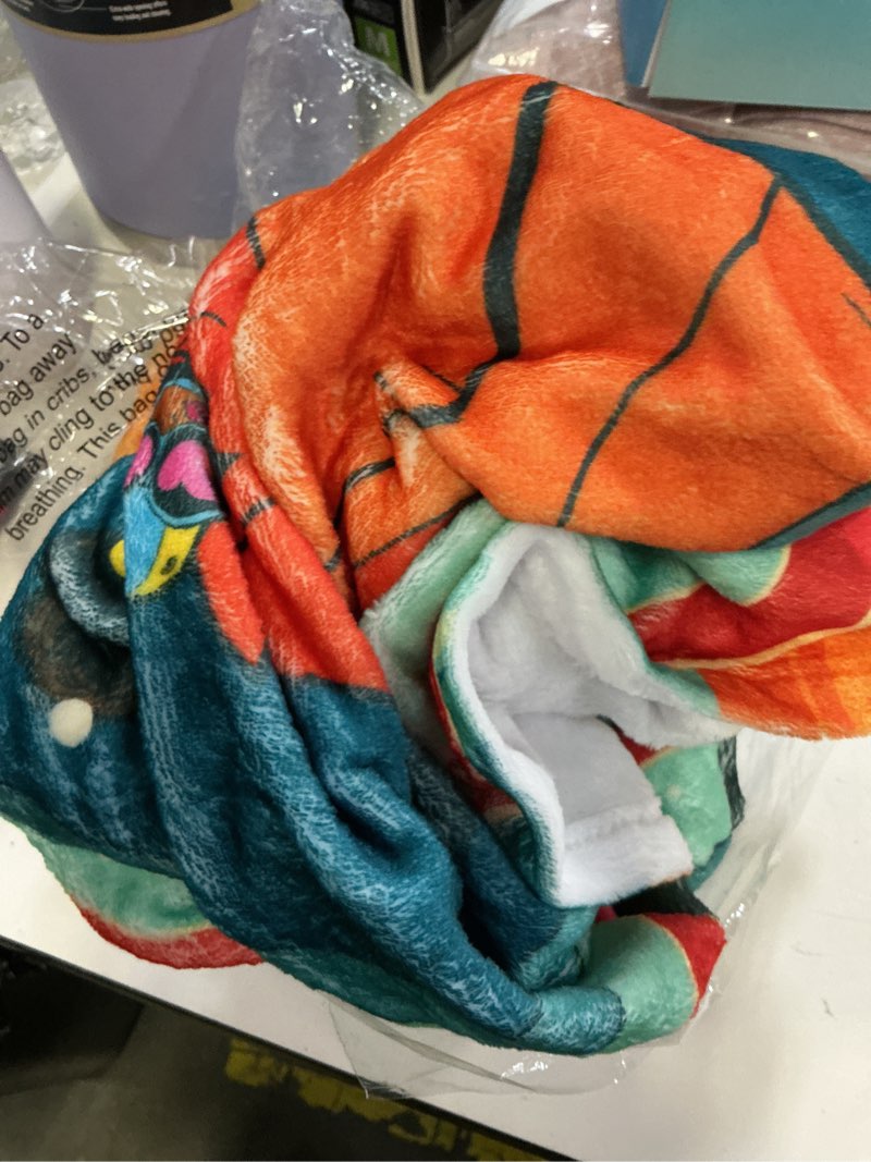 Condition photo showing New/Like New for northwest moon girl and devil dinosaur silk touch throw blanket, 50" x 60", retro dino