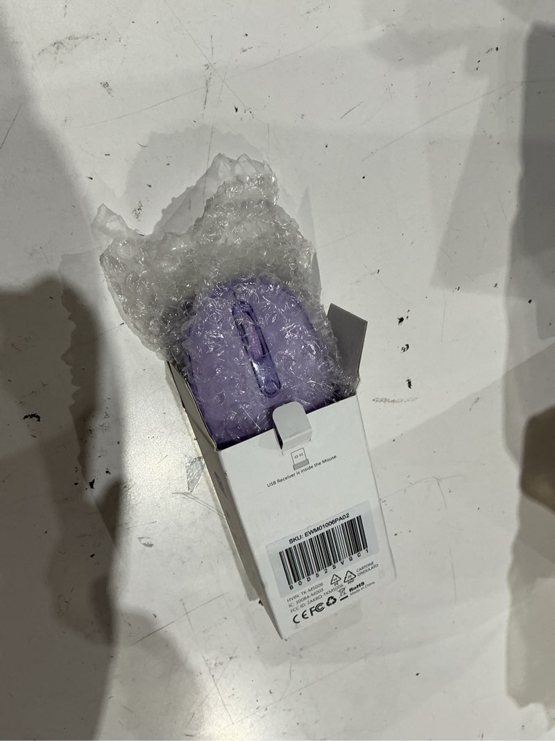 Condition photo showing As Is for tecknet wireless mouse, 2.4g quiet computer mouse with usb receiver, 4 buttons portable cordless mice for chromebook, laptop, pc, mac, 800/1200/1600 dpi - purple