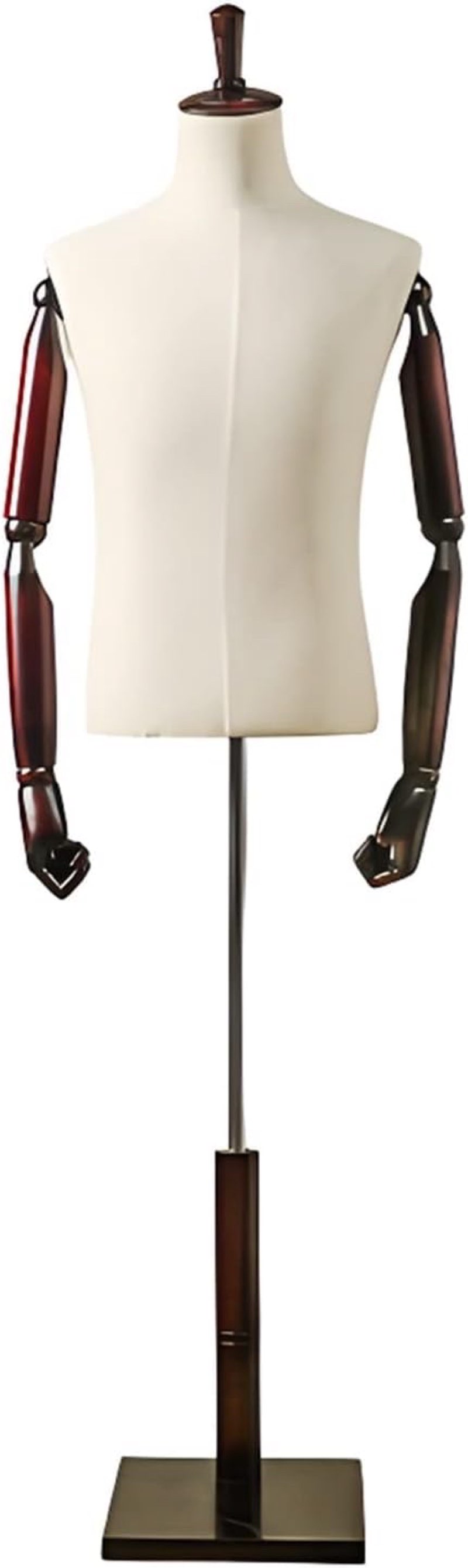 Mannequin Torso Body Dress Form Manikin Clothing Store Male Manikin Torso for Suit/Coats/Jackets Display Multi-Size Half Body Dress Forms with Wooden Arms & (One Color Without shoe rest+pants rack)