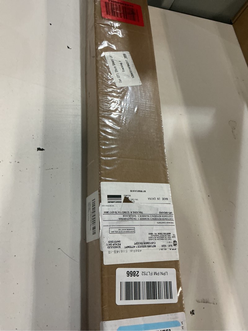 Condition photo showing New/Like New for 1" cordless mini blinds, white vinyl light filtering blinds, 32" w x 48" h, ideal for indoor windows, office, kitchen, bathroom & living room 32"w x 48"h