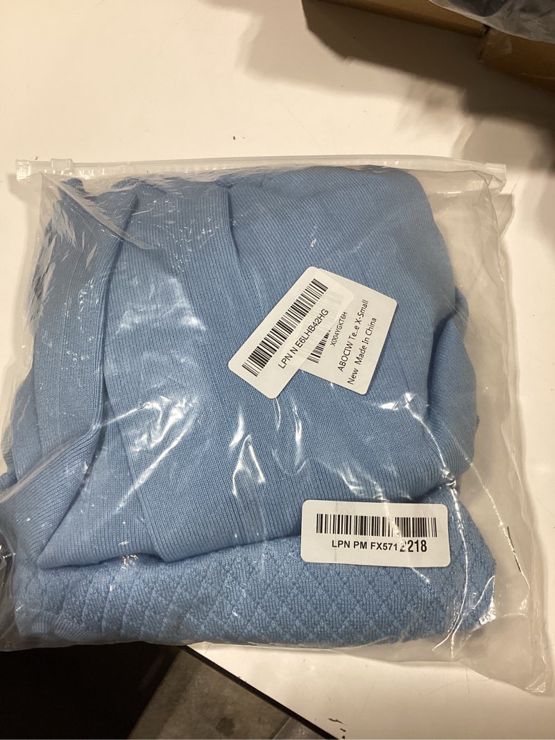 Condition photo showing As Is for abociw womens vintage preppy knit skirt set half zip tank top pleated skirts with shorts 2 piece sports activewear x-small sky blue