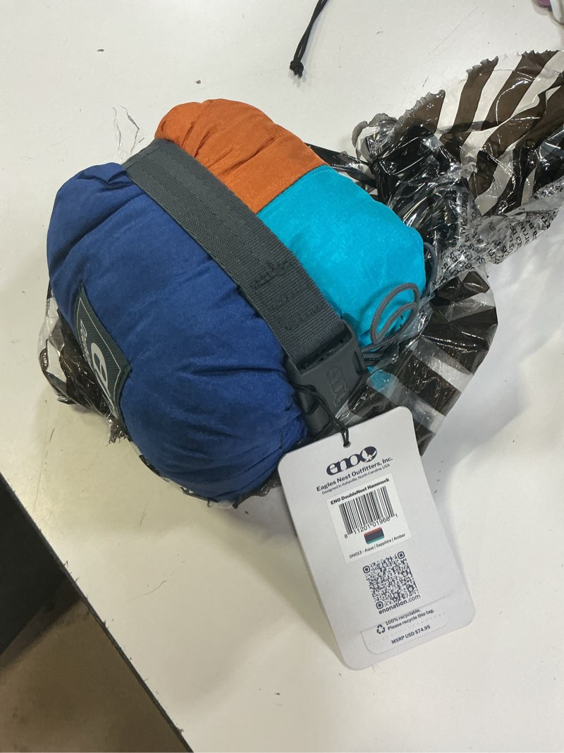 Condition photo showing Good Condition for eagles nest outfitters doublenest hammock aqua/sapphire/amber