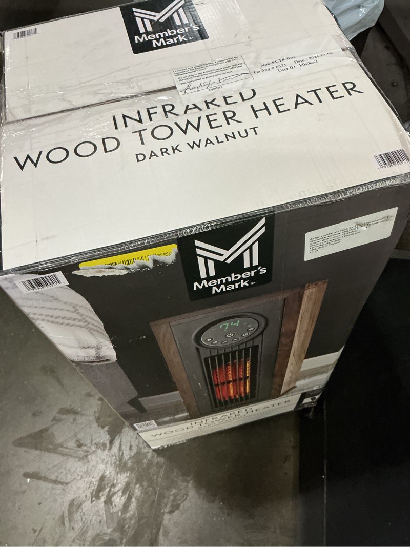Condition photo showing Good Condition for member's mark 23" 1500w infrared tower heater with uv led light, dark walnut