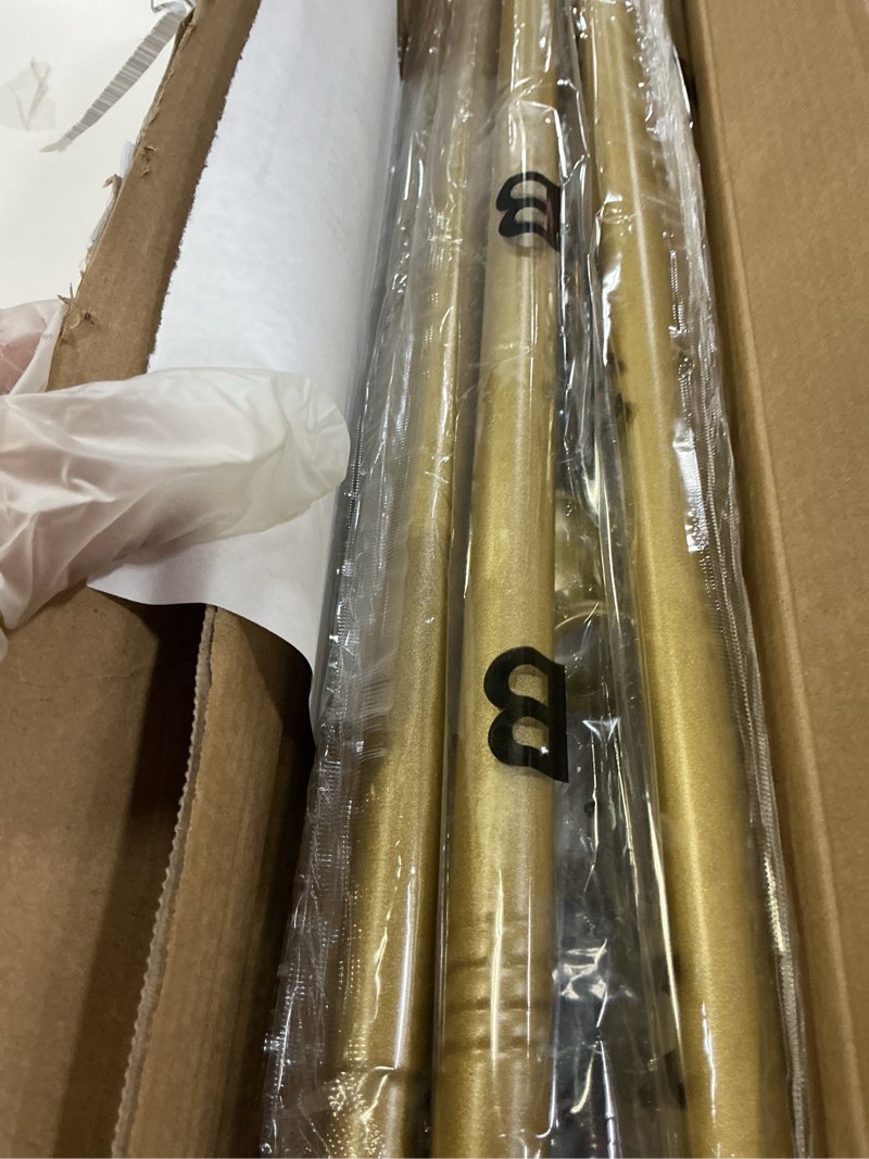 Condition photo showing Good Condition for ENJOYBASICS No Drill Curtain Rods for Window 48 to 84 Inches, 5/8 Inch Diameter Renter Friendly Drapery Rod with Adhesive Brackets without Drilling, Adjustable from 27 to 90 Inches, Gold Gold 27-90"