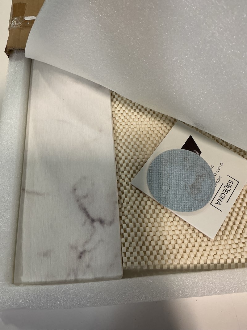 Condition photo showing New/Like New for selegna stone drying mat for kitchen counter, diatomite stone dish drying mat & kitchen sink mat, quick-dry diatomaceous earth counter mat, collapsible tri-panel design white