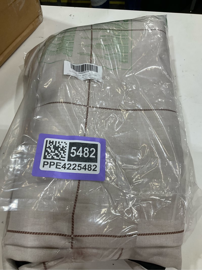 Condition photo showing New/Like New for MYSKY HOME 100% Blackout Plaid Farmhouse Linen Curtains 84 Inch Long 2 Panels Set for Living Room Double Layer Windowpane Drapes Thermal Insulated Privacy Protection Rod Pocket Back Tab, 52" W, Black 52"W x 84"L (Pack of 2) Black