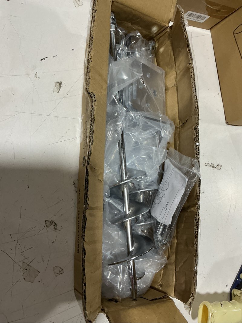 Condition photo showing As Is for benelabel 2/4/6 pack 18" 24" ground anchors screw in shed anchor with l bracket trampoline anchor spiral swingset anchors for swing set, mobile home, fence, playset, tent, canopy, carport 4pack 18inch length 2.7'' dia blade