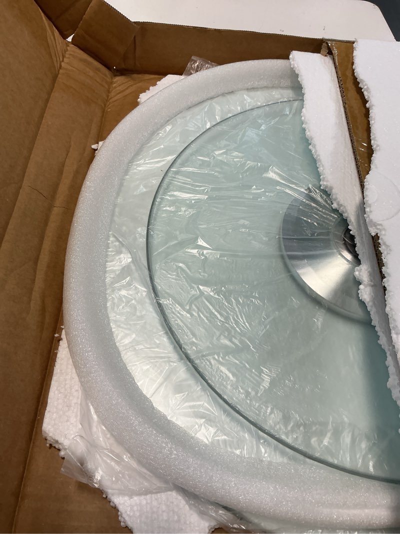 Condition photo showing Good Condition for 18.9 inch glass turntable dining table large lazy susan round serving plate tabletop rotating tray with swivel assist system silent & smooth spin (48cm / 18.9in)