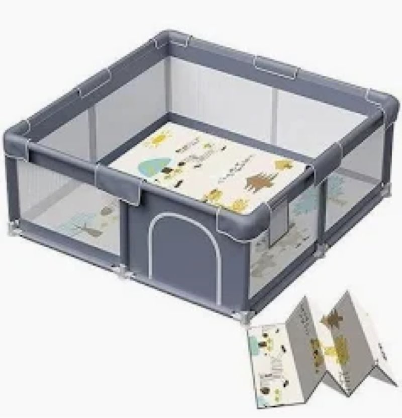 XVISHX Baby Playpen with Mat, 50 x 50 Inch Play Pen Playards, Playpen for Babies and Toddlers, Baby 