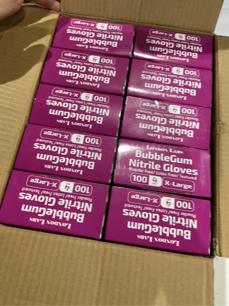 Condition photo showing Good Condition for london labs 4 mil disposable nitrile gloves, latex free & powder free gloves for esthetician, nail tech, cleaning, cooking & tattoo - 1000ct medium pink gloves