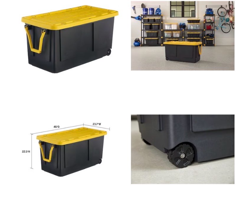 Project Source Commander X-large 75 -Gallons ( 300 -Quarts ) Black and Yellow Heavy Duty Rolling