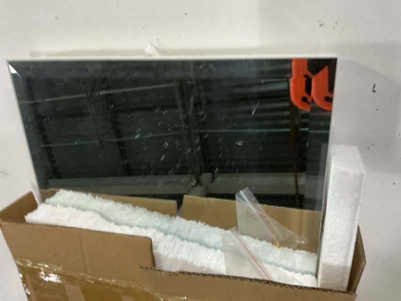 Condition photo showing Good Condition for frameless mirror for bathroom vanity,with polished edge,hangs horizontally or vertically,entryways,room,shatterproof (z-12x16in)