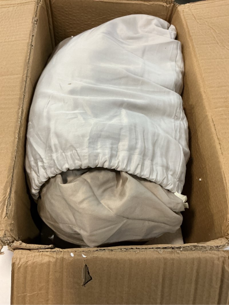 Condition photo showing As Is for MooMee King Size Sheets Set, 100% Extra Long Staple Cotton 600TC Sateen Weave Cooling Breathable Silky Soft Luxury Hotel Quality Bed Sheets with 17" Deep Pocket - 4 Piece (Tannish Gray, King)