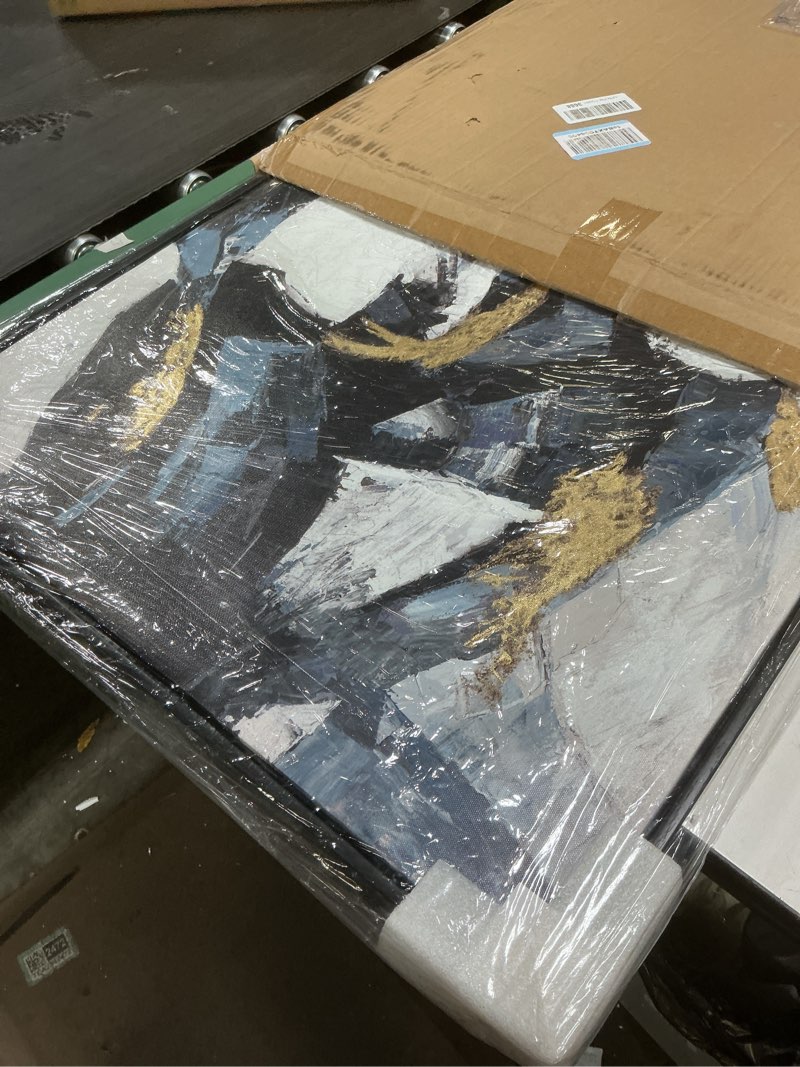 Condition photo showing item condition for Yihui Arts Vertical Abstract Paintings Hand Painted Textured Gold Foil Floating Framed Canvas Wall Art Modern Contemporary Living Room Bedroom Hallway Decor 36"L x 24"W Vertical Art