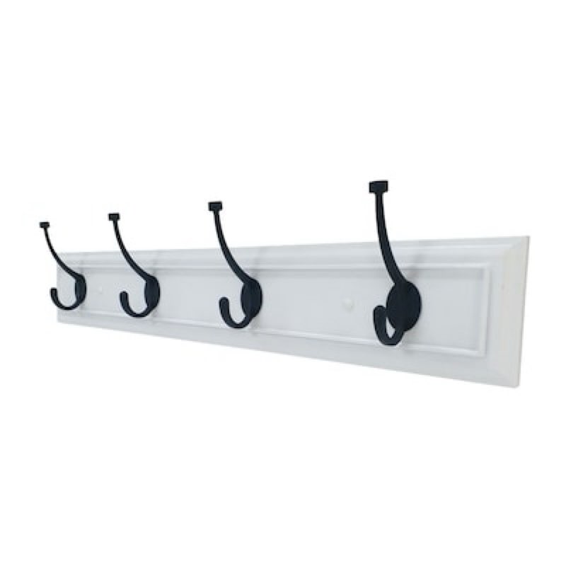 style selections 4 -hook 27.01-in x 4.49-in h white rail and black hooks decorative wall hook ( 35-lb