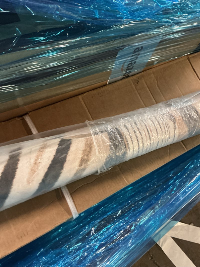 Condition photo showing New/Like New for jinchan Faux Cowhide Rug Zebra Print Area Rug Animal Skin Western Design Mat Faux Suede Indoor Floor Cover for Bedroom Living Room 6x7 Safari 6'1" x 7'10" (Cowhide) Black,white