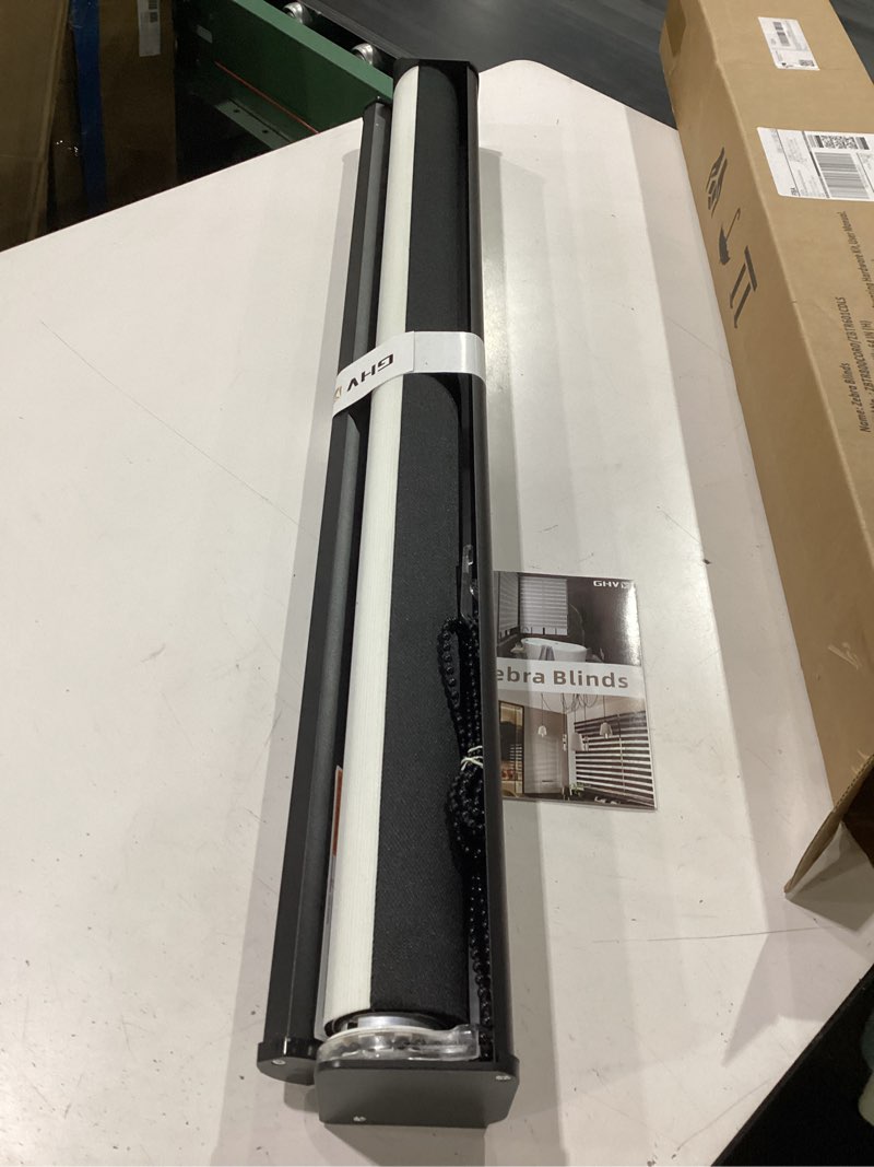 Condition photo showing New/Like New for ghv corded zebra blinds for windows blackout dual layer privacy shades for indoor windows light control for day and night home office (black, 32 in(w) x 64 in(h)) black 32"w x 64"h