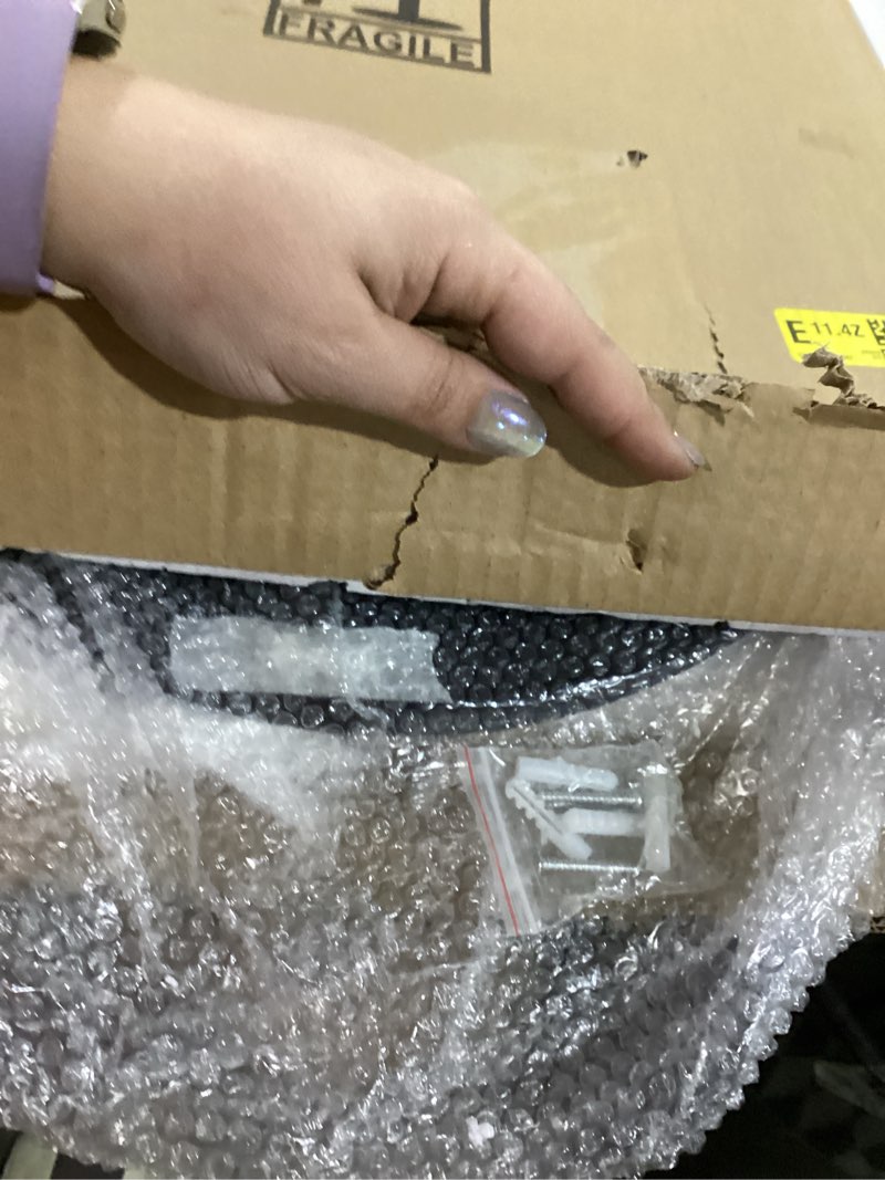 Condition photo showing Good Condition for DMDFIRST Crystal Crushed Diamond Oval Shaped Glam Bling Silver Mirror for Wall Decoration 16x20x0.9 inch Wall Hang Frameless Sparkly Mirror Glass Stunning Home Diamond Decor Diamond 16x20 inch