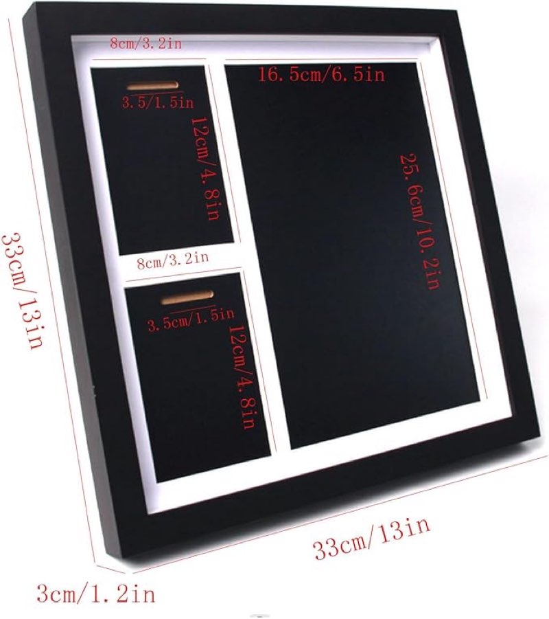 wanlian medal display case-2 medals for medal & photo display shadow box?13""x13"" photo frame medal display frame?for ,marathon ,runners,gymnastics, military?medal display stand (black) ?, b-001